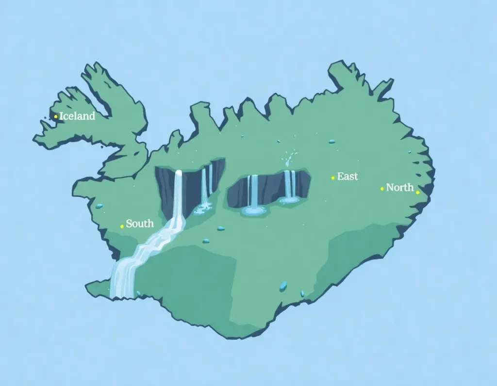 Iceland waterfall map by region for trip planning