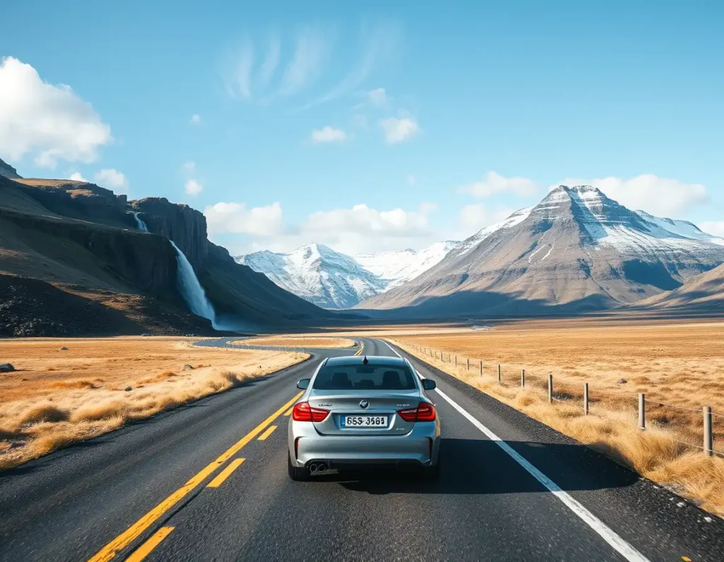 Iceland road trip along the Ring Road with scenic waterfalls