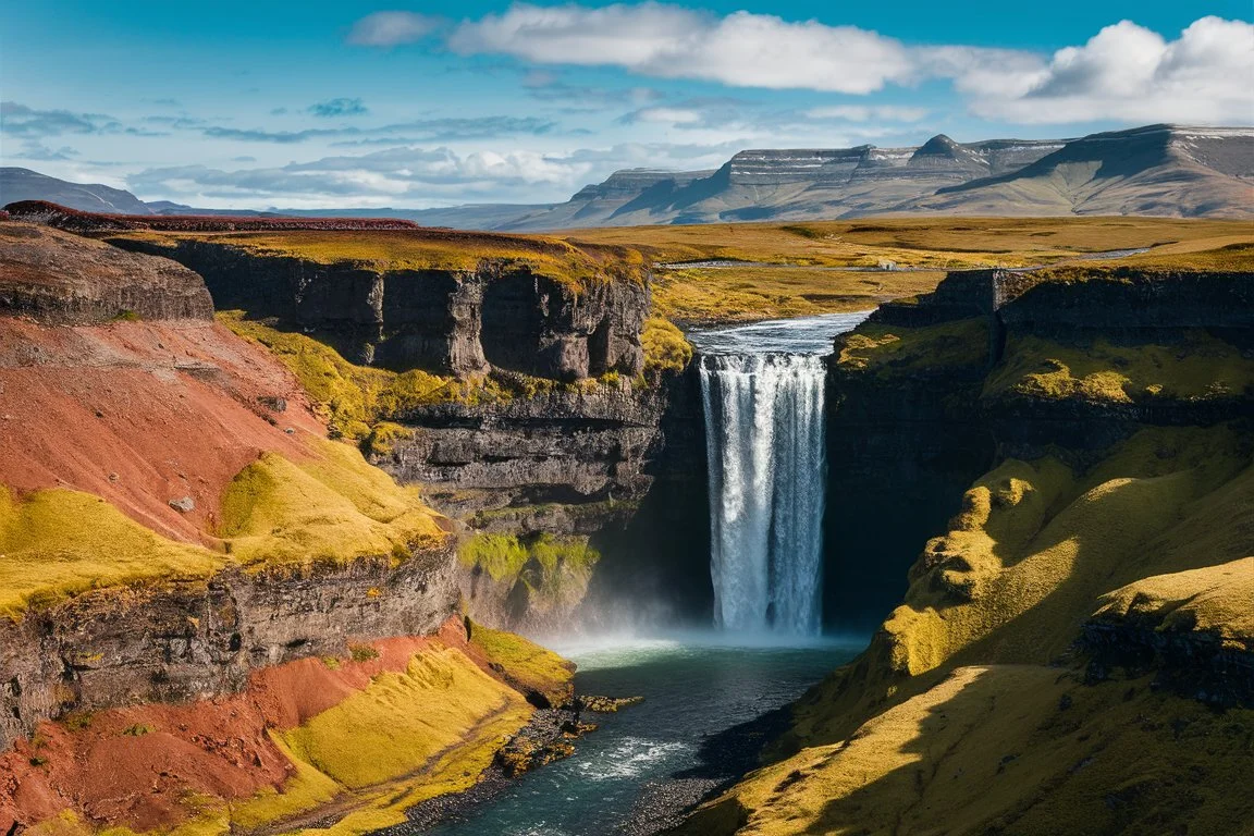 Hengifoss waterfall Iceland cascading into Hengifossárgljúfur gorge